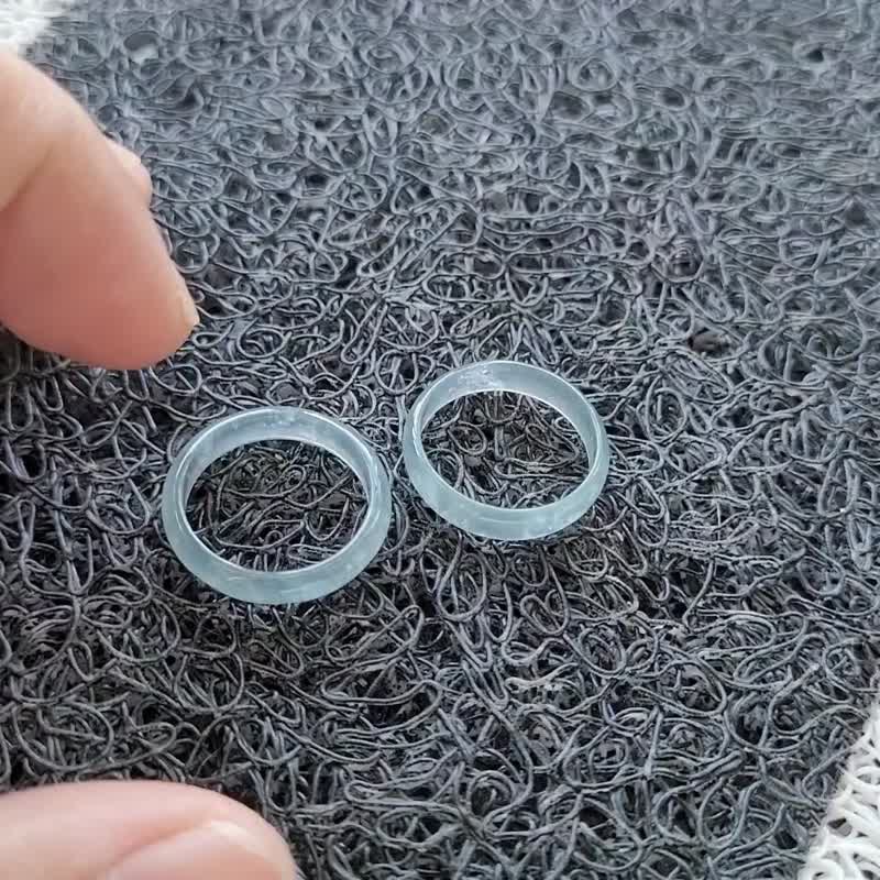 【親翠】天然瓜地馬拉翡翠 高冰超冰起藍剛絕美手指鐲6號尾戒 - 戒指 - 玉石 藍色