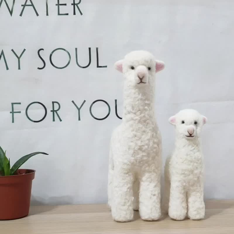 [Handmade Wool Felt] Alpaca Animal Wool Felt Doll - Stuffed Dolls & Figurines - Wool White