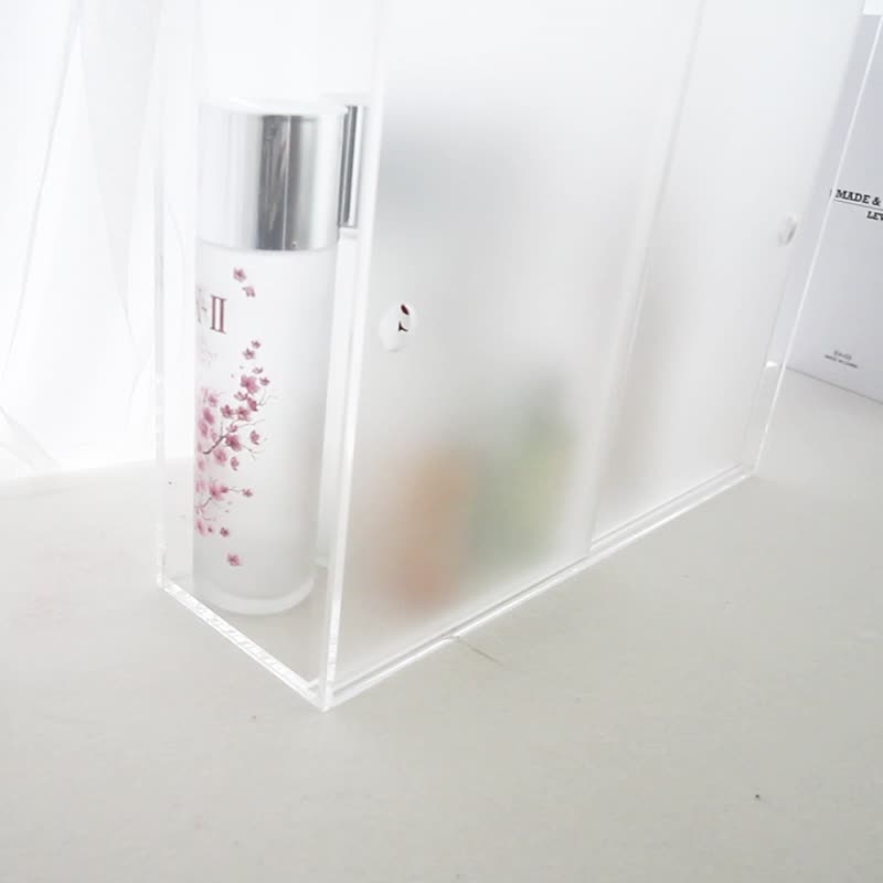 Matt Acrylic sliding door dust-proof cosmetics organizer box perfume bottle tabl