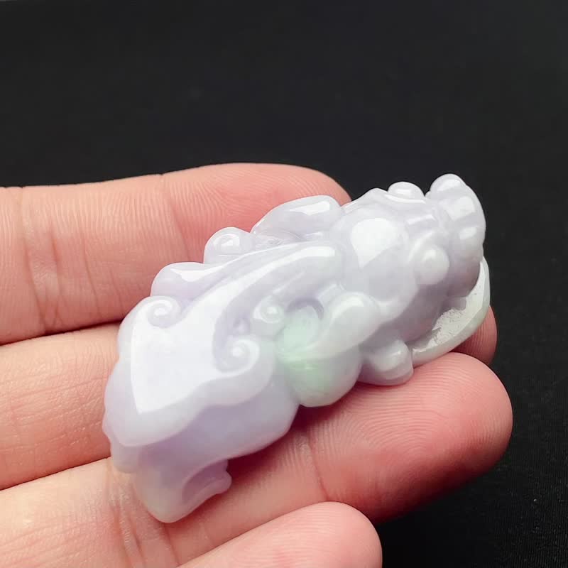 【招財神獸】紫羅蘭飄綠翡翠貔貅 | 天然緬甸玉翡翠A貨 - 其他 - 玉石 紫色
