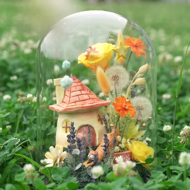 [Customized pet ashes flower cup] Forest Island-the dreamy goose-yellow fairy tale house - อื่นๆ - พืช/ดอกไม้ สีส้ม