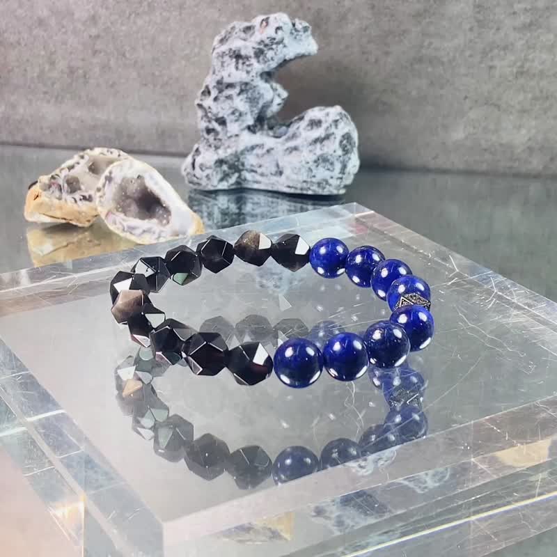 聖石 | 青金石 銀曜石 | 高能量護衛 | 男士水晶手鍊 - 手鍊/手環 - 水晶 藍色