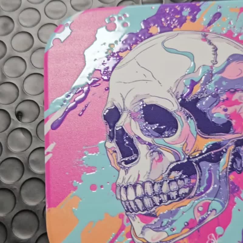 Punk Lofi Skeleton - Ceramic Coaster - ที่รองแก้ว - ดินเผา ขาว