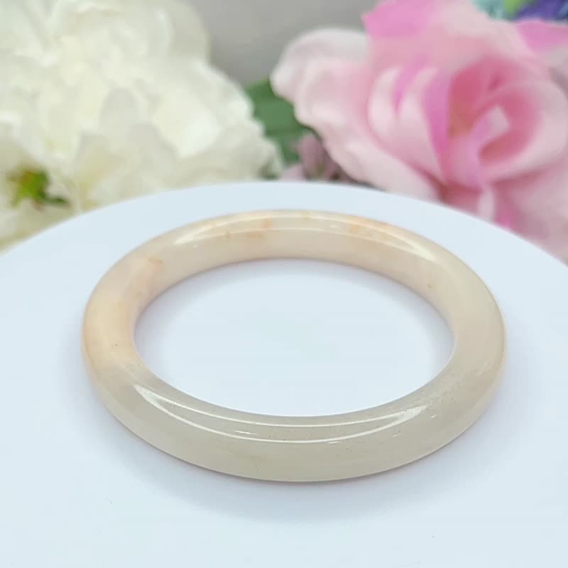 NO.142稀有冰潤粉櫻花手鐲 內徑 60MM 圈口  櫻花粉手環 - 手鍊/手環 - 玉石 粉紅色