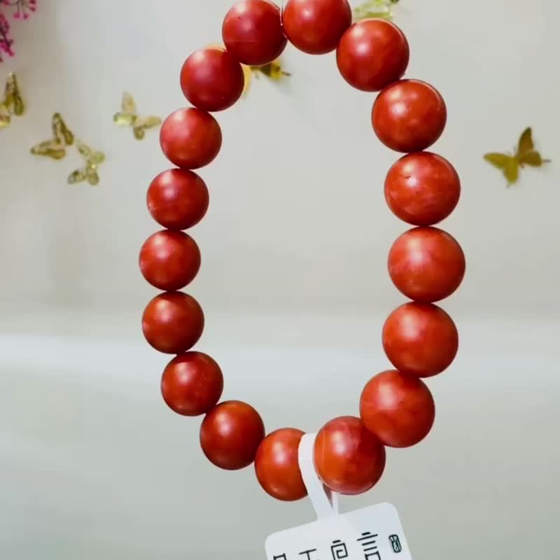 精品保山柿子紅南紅13mm55.07g熱散寒氣血循環補血養顏 - 手鍊/手環 - 水晶 紅色