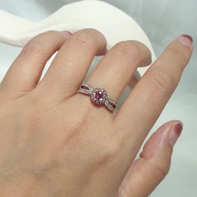 Pink sapphire ring surrounded by light yellow sapphire decorated with White topaz in silver. - General Rings - Gemstone Multicolor