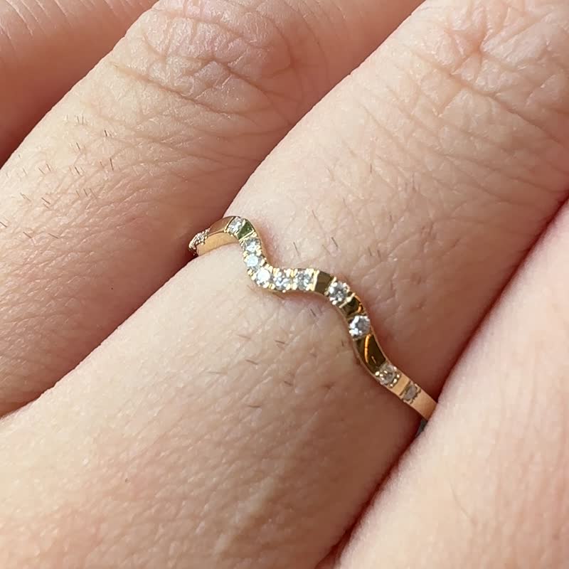 18k gold band ring 0.1 ct color silver rose gold yellow gold - แหวนทั่วไป - เพชร สีกากี