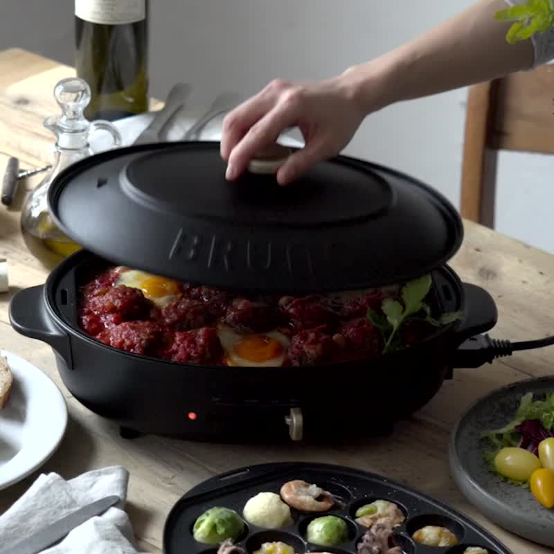 Japan's BRUNO multifunctional oval electric grill pan - craftsman style (black) - Kitchen Appliances - Other Metals Black