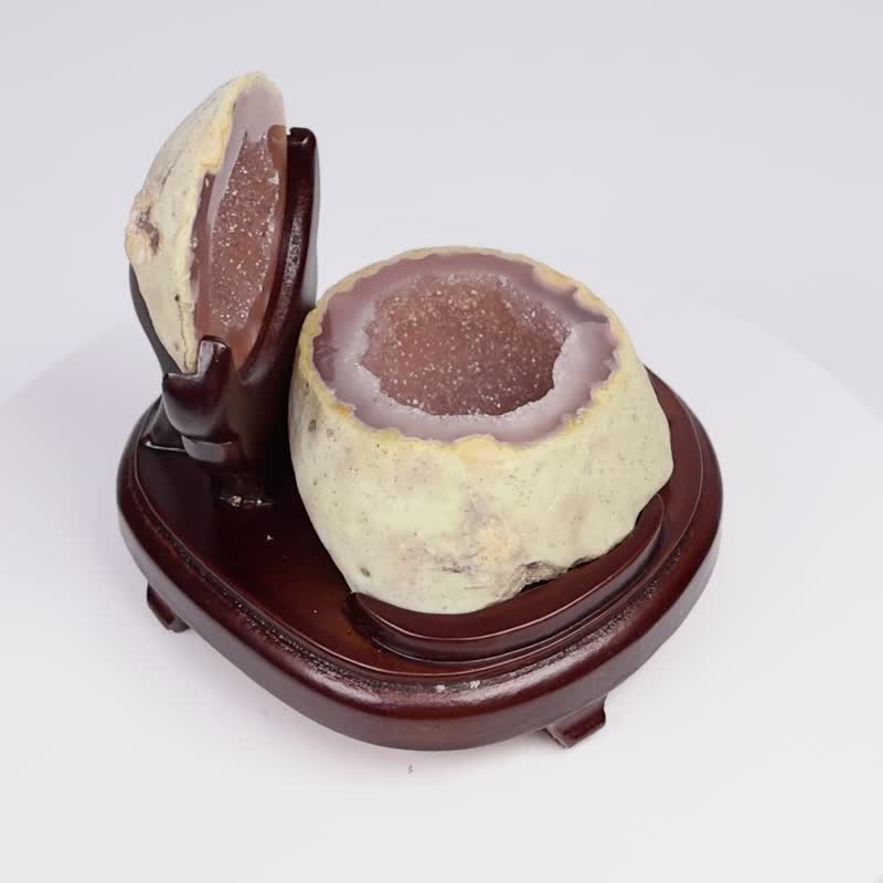 Agate cornucopia-original leather 000243 - ของวางตกแต่ง - คริสตัล หลากหลายสี