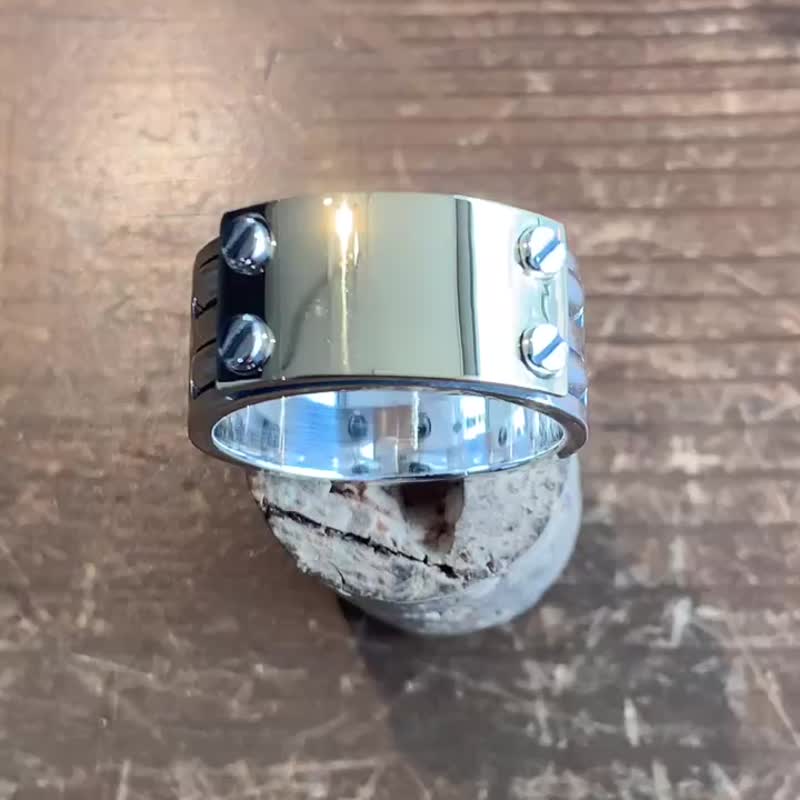 18k プレート/リング シルバー 925/シルバーアクセサリー メンズ/男性プレゼント/fc49k - 戒指 - 純銀 銀色