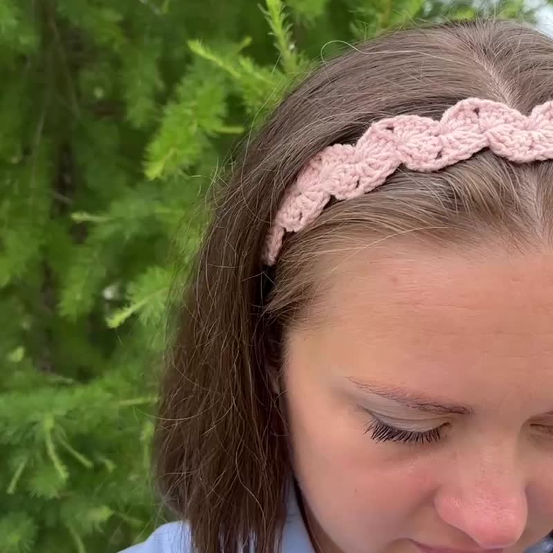 Shell braided headband. Japanese hair accesories. Summer, spring tie wreath. - Hair Accessories - Cotton & Hemp Multicolor