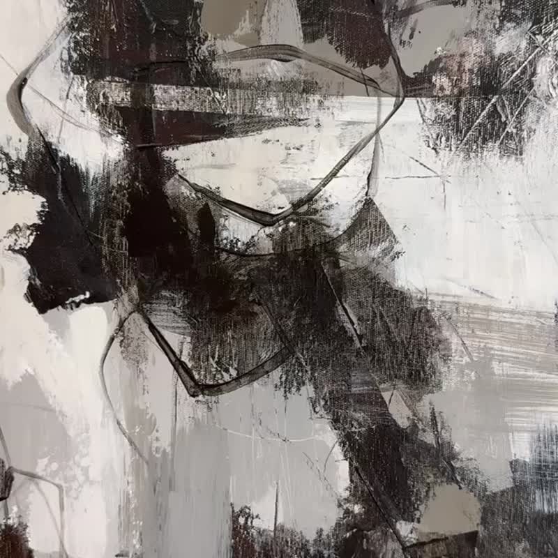 抽象アクリル画 黒と白の作品 437dfd009af2cbfdfae150b4226eae