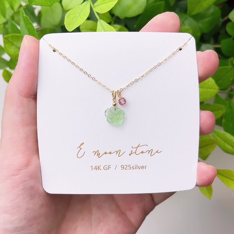 牡丹碧璽 電氣石項鍊 14K - 項鍊 - 半寶石 綠色