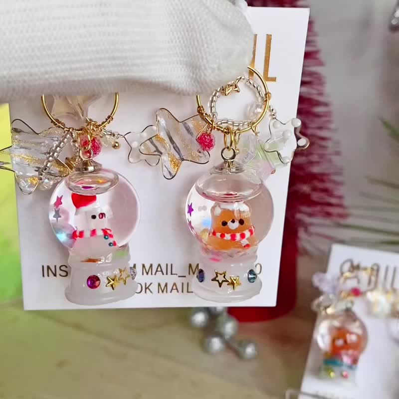 Christmas special edition crystal ball earrings and Clip-On of your choice - ต่างหู - แก้ว หลากหลายสี