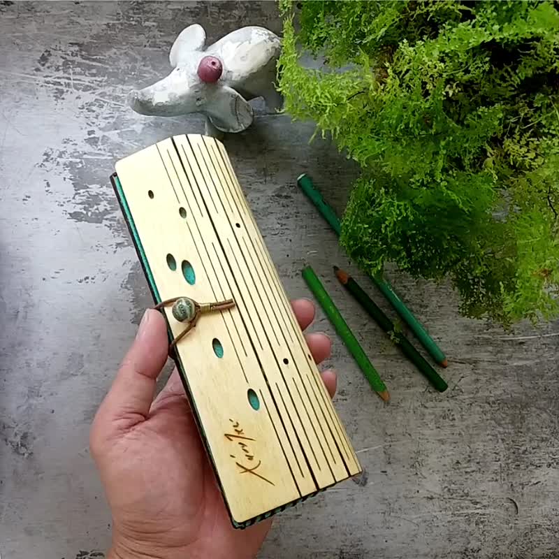 茉樂手盒/2楊木/茉樂藍/泡泡大地風/泡泡紋/筆盒/眼鏡盒/畢業送禮 - 鉛筆盒/筆袋 - 木頭 藍色
