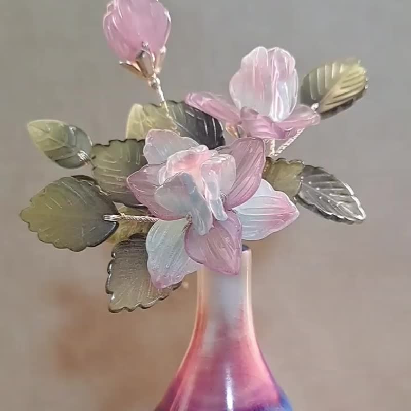 【寶石琉璃花-三角梅】中國風彩釉瓷瓶 ∕ 擺飾 ∕ 裝飾小物 - 花瓶/花器 - 玻璃 紫色