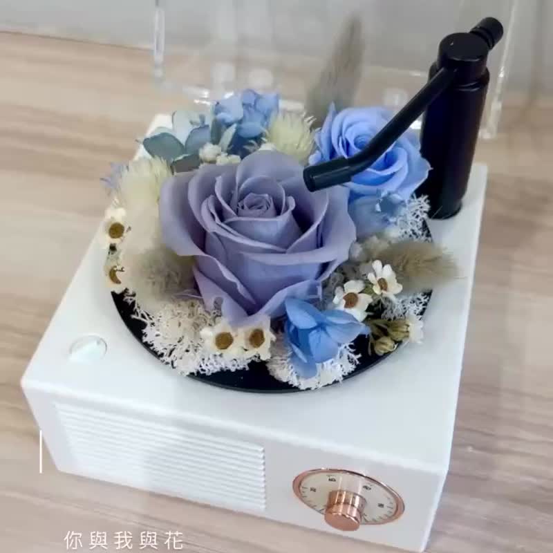 Permanent flower record bluetooth speaker/permanent rose/gift/birthday/Valentine's Day/housewarming/opening - Dried Flowers & Bouquets - Plants & Flowers Blue
