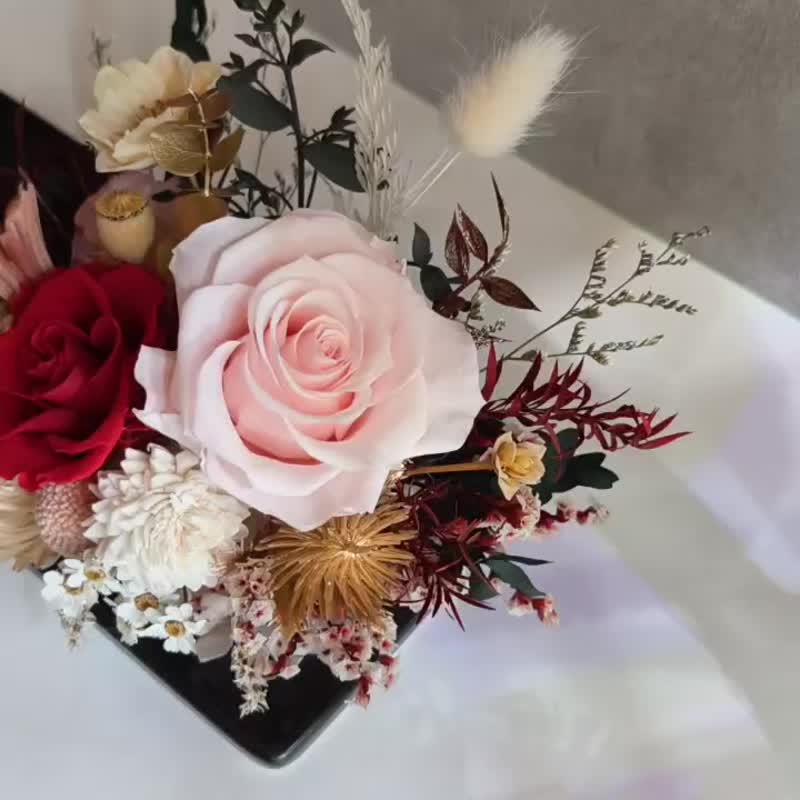 Preserved Flower Business Card Holder & Table Arrangement | Opening Gift | Congratulatory Gift | Housewarming | Promotion | Birthday Gift | Christmas - Dried Flowers & Bouquets - Plants & Flowers 