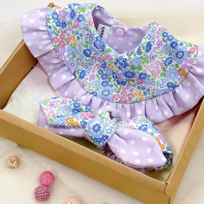 Purple Flowers Baby Full-Month Shower Gift Box - ของขวัญวันครบรอบ - ผ้าฝ้าย/ผ้าลินิน สีม่วง