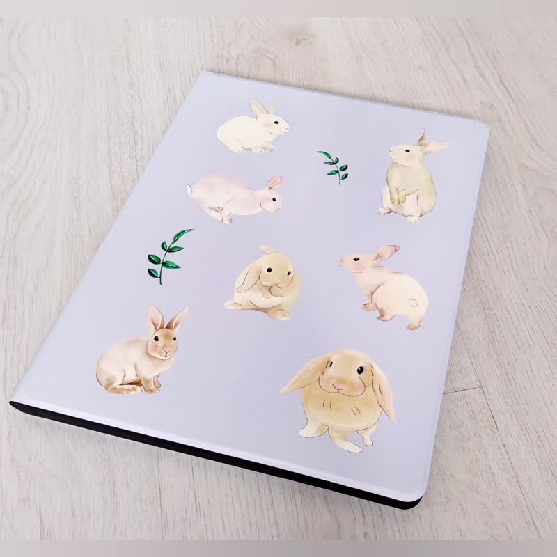 Watercolor Rabbit iPad case cover iPad mini 6 10.5 Air 6 10th generation pro 11 - เคสแท็บเล็ต - พลาสติก สีน้ำเงิน