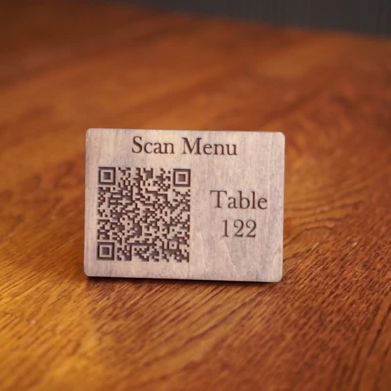 QR code menu, QR code menu sign, Wooden qr cod sign - 其他 - 木頭 