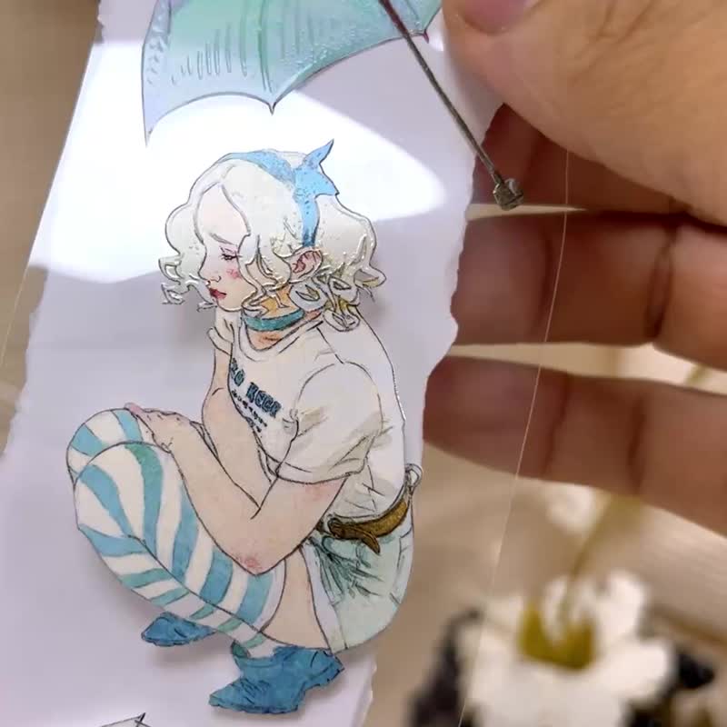 MS043_雨裡等你的我 / 紙膠帶 Masking Tape - 紙膠帶/和紙/PET - 塑膠 多色