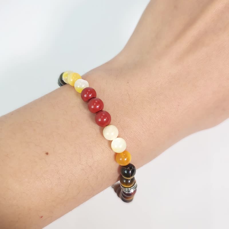 松貝沉紅(紅虎眼石/虎眼石/深海貝殼/畢卡索石/紅碧玉) - 手鍊/手鐲 - 半寶石 橘色