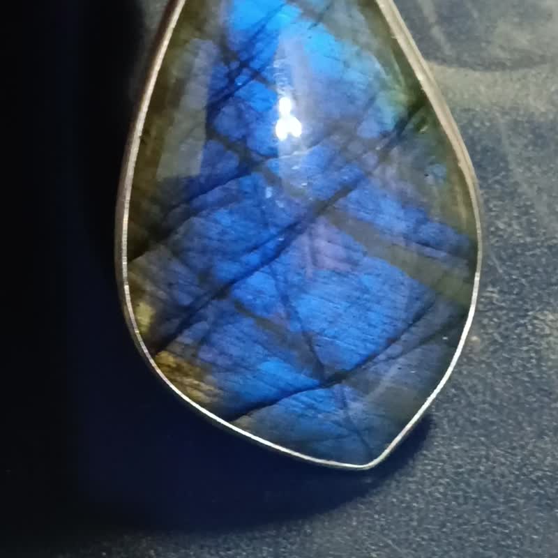 藍色拉長石銀墜 (寶石、水晶、晶礦、擺件)2 - 項鍊 - 寶石 