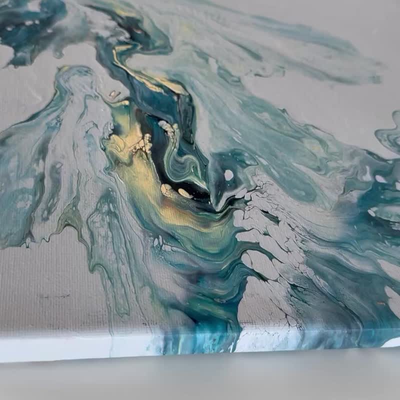 流體藝術 • 擺佈畫作 • 抽象原創丙烯酸畫擺佈畫作 3(30x30) cm - 海報/掛畫/掛布 - 棉．麻 藍色
