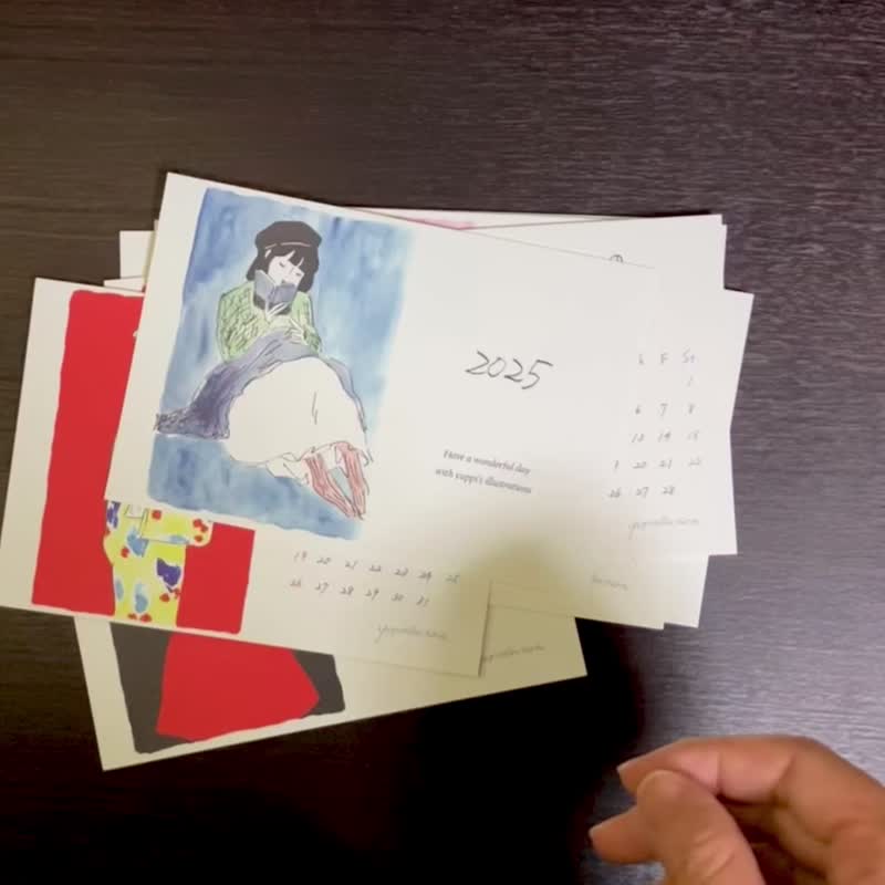 2025年Yuppiカレンダー レトロイラスト着物イラスト - 日曆/月曆/年曆 - 紙 