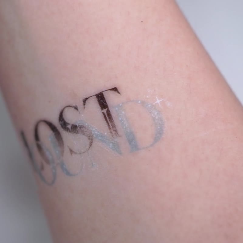 Lost and Found Quote Words Lettering Temporary Tattoo Sticker Calligraphy Inked - Temporary Tattoos - Paper Multicolor