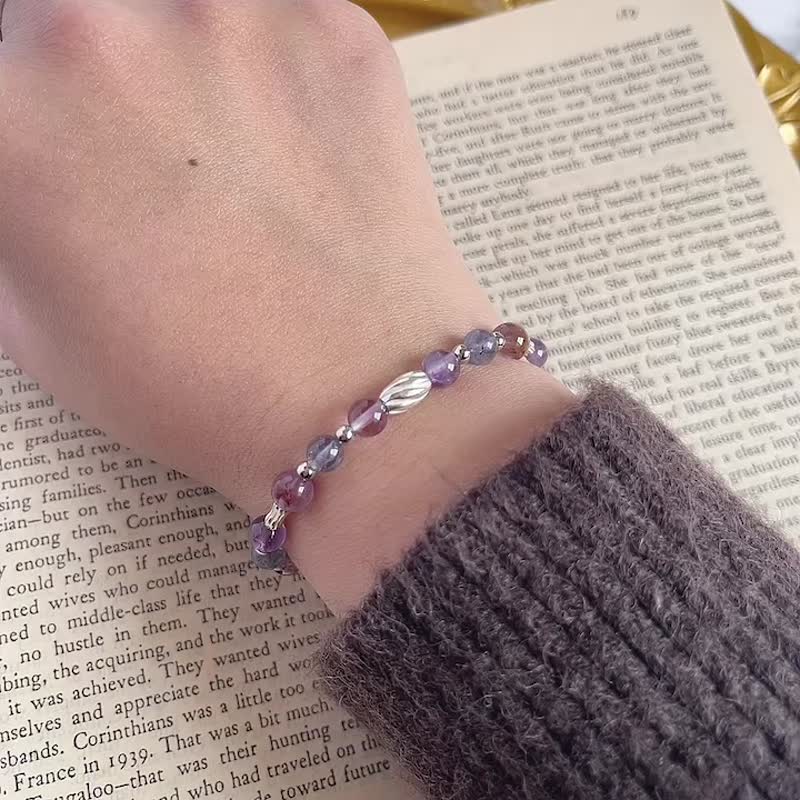 Life Spirit No. 6 925 sterling silver crystal bracelet amethyst cordierite purple ghost - Bracelets - Crystal Purple