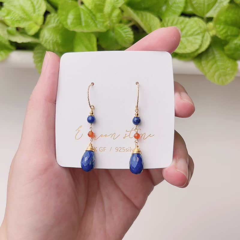 Light Jewelry Parrot Sapphire Blue Lapis Earrings Crystal - ต่างหู - คริสตัล สีน้ำเงิน