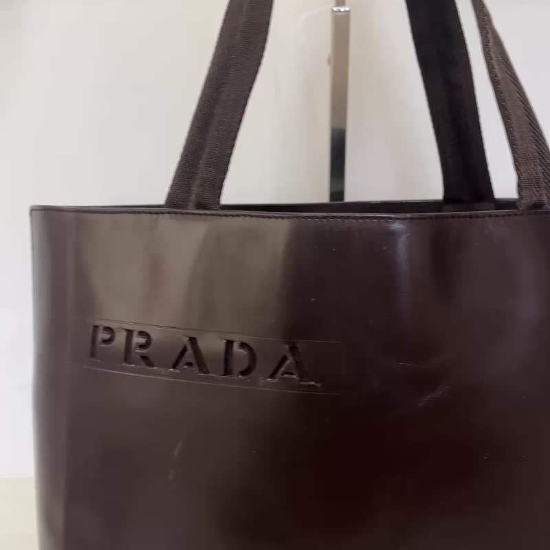 本物 Prada プラダ トートバッグ パンチング ロゴ レザー ブラウン 中古 - 手提包/手提袋 - 真皮 咖啡色