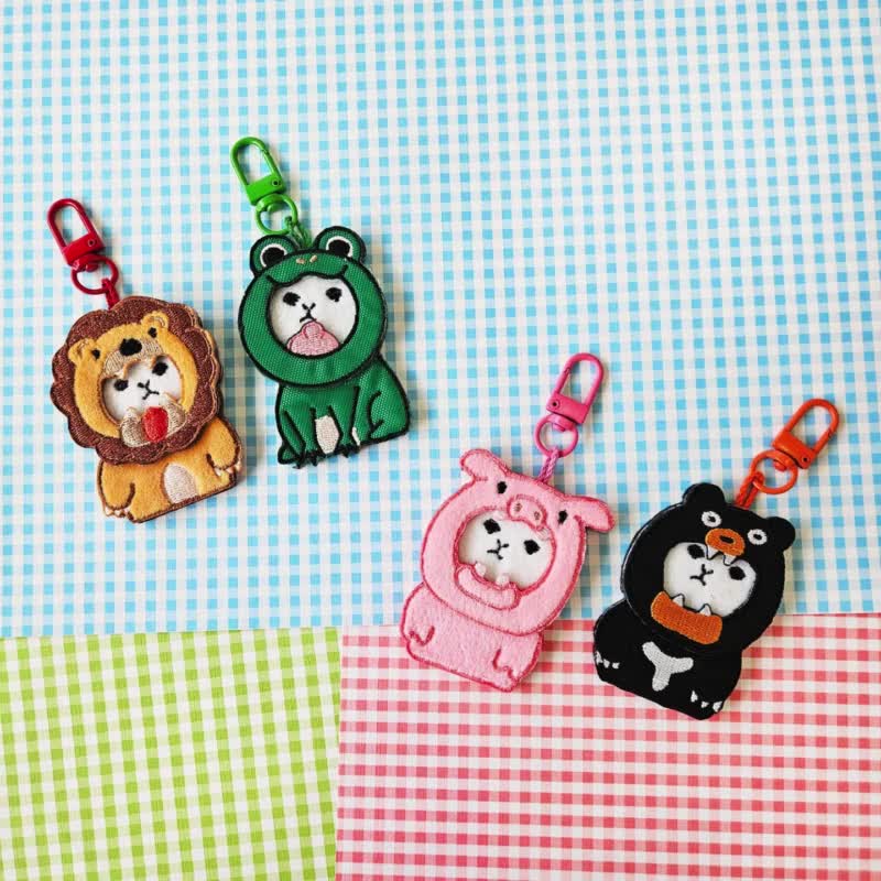 Hook pendant-Animal fun cross-dressing series key/magnetic buckle/pen drive/headphone box - ที่ห้อยกุญแจ - งานปัก หลากหลายสี