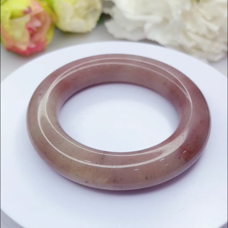 NO.82稀有小紅莓漸變色 56MM 圈口 玉鐲佘太翠 佘太玉 手鐲 圓鐲 - 手鍊/手環 - 玉石 多色