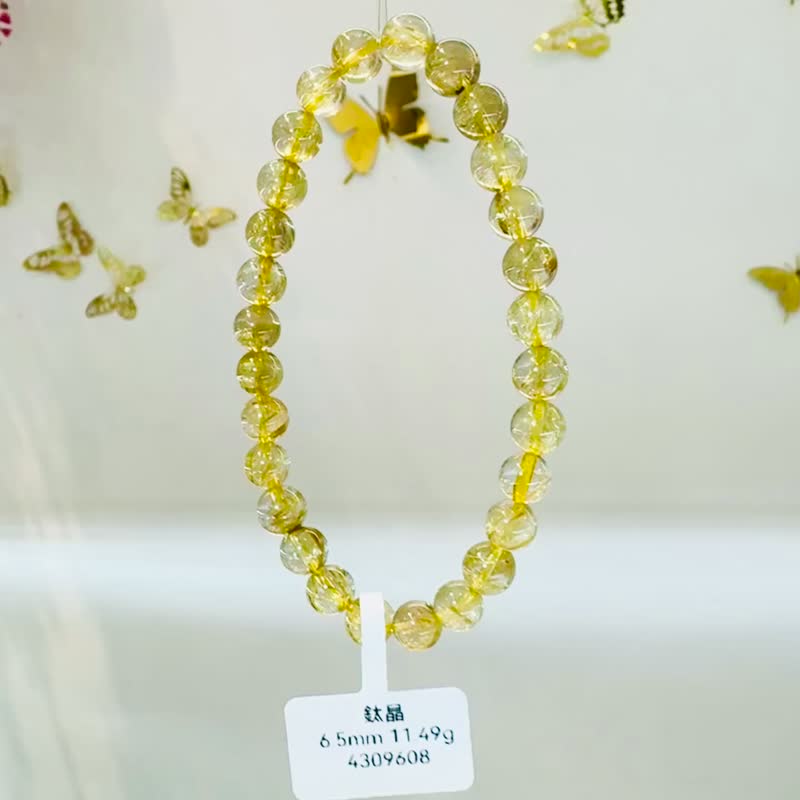 天然小珠黃金厚板鈦金鈦晶6.5mm11.49g旺事業避邪主招財陽氣旺 - 手鍊/手環 - 水晶 金色
