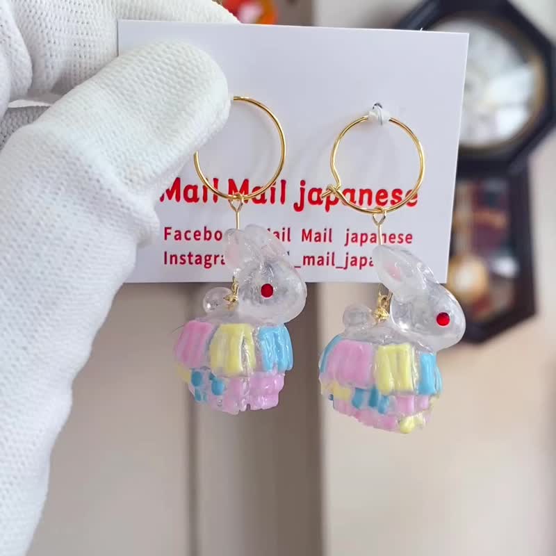 Mid-Autumn Festival special edition rabbit lantern earrings and Clip-On - ต่างหู - เรซิน หลากหลายสี