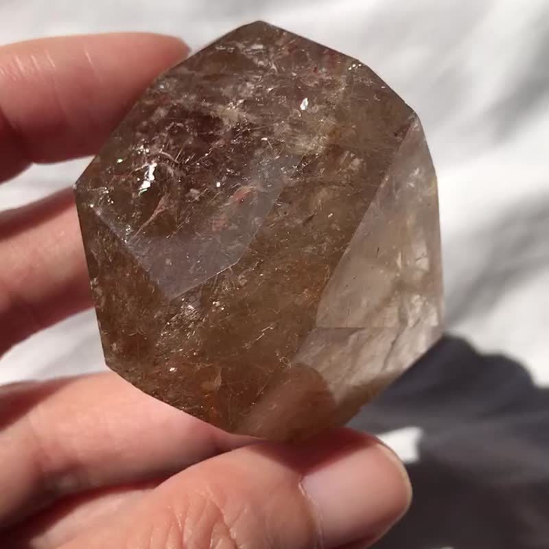 幽靈穿髪晶 金髪晶 紅髪 黃膠花 彩膠花 紅膠花 水晶 天然原石 - 擺飾/家飾品 - 水晶 金色