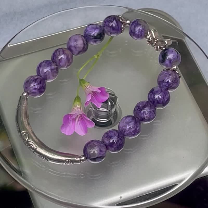 設計款紫龍晶純銀配件手環 - 手鍊/手鐲 - 水晶 紫色