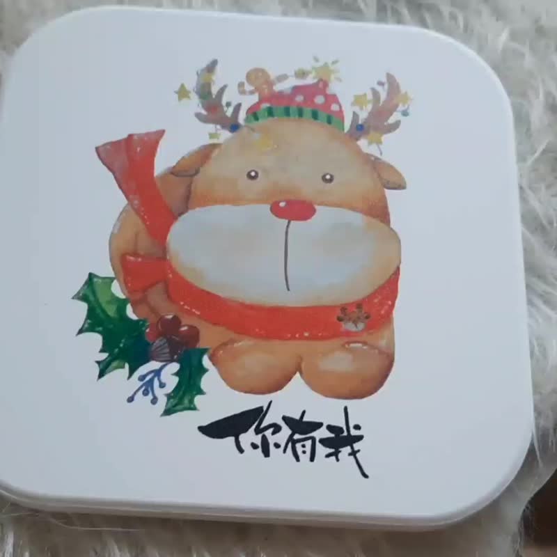 In stock - Elk Ceramic Coaster Quaid Coaster - Watercolor Illustration Coaster - Valet Writing - Christmas Gift - ที่รองแก้ว - ดินเผา สีแดง