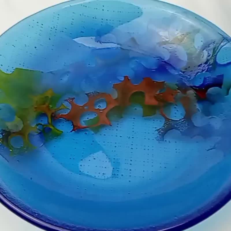 海底世界的彩虹(是盤具, 也是擺飾)_20cm直徑 - 盤子/餐盤/盤架 - 玻璃 多色