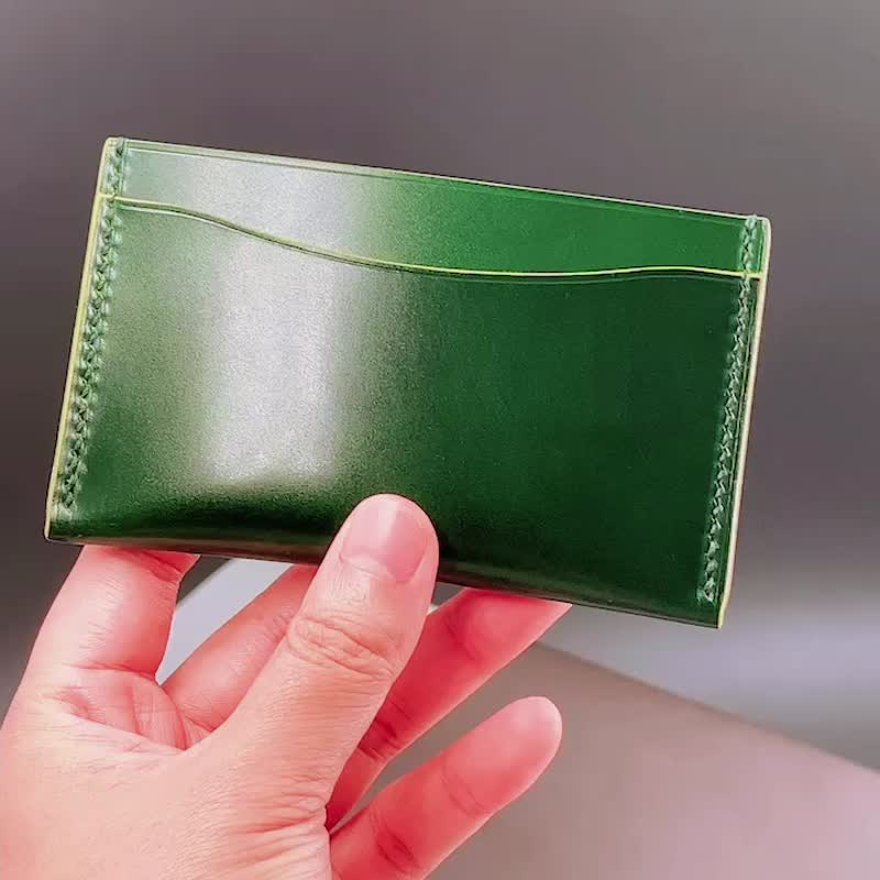 Green/Genuine Card Case/Japanese Cordovan Leather/Shinki Cordovan - Wallets - Genuine Leather Green