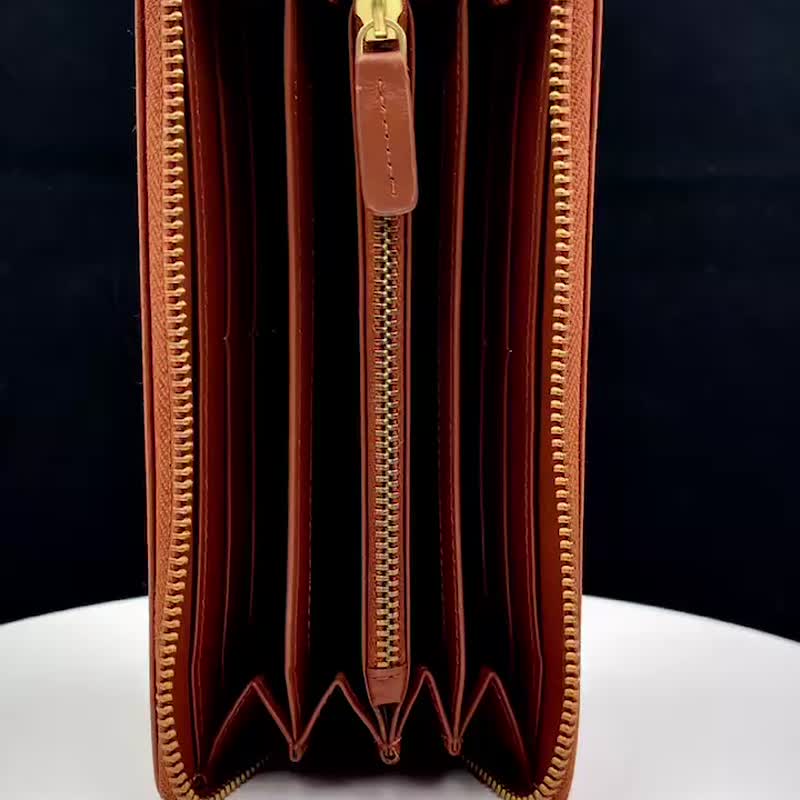 CROSS 限量1折 頂級小牛皮十字紋長夾全新專櫃展示品 - 錢包/皮夾/長短夾 - 真皮 咖啡色