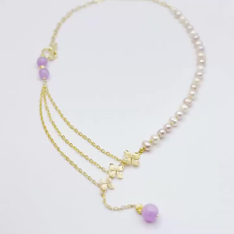 Goddess Diana ~ Art Series Natural Pearl Crystal Necklace ~ A Recommended Custom Gift - สร้อยคอ - ไข่มุก สึชมพู