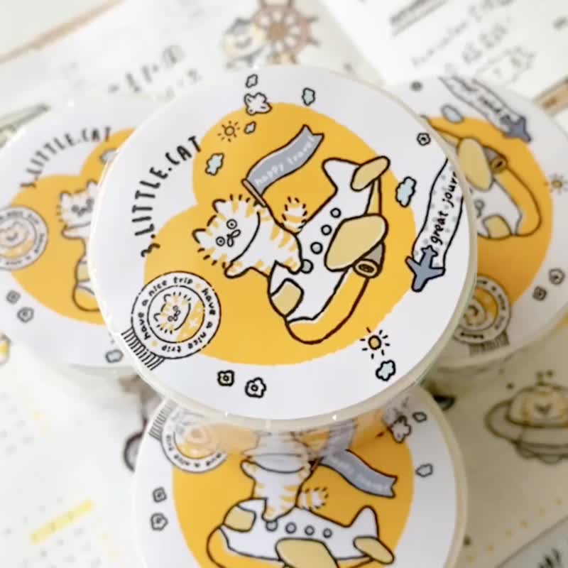 3 little cats to travel paper tape / 3 cm special ink printing and paper tape - Washi Tape - Paper Multicolor