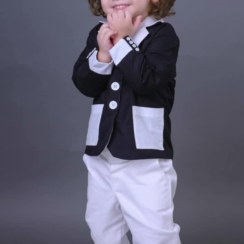 A specially designed suit that can be worn on both sides and can be worn by both - Kids' Dresses - Cotton & Hemp Black