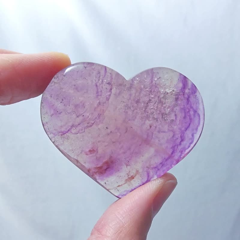 Purple Stone intelligent heart-shaped heart-shaped heart-shaped solid stone wears wisdom and career to attract wealth collection ornaments - ของวางตกแต่ง - เครื่องเพชรพลอย สีม่วง