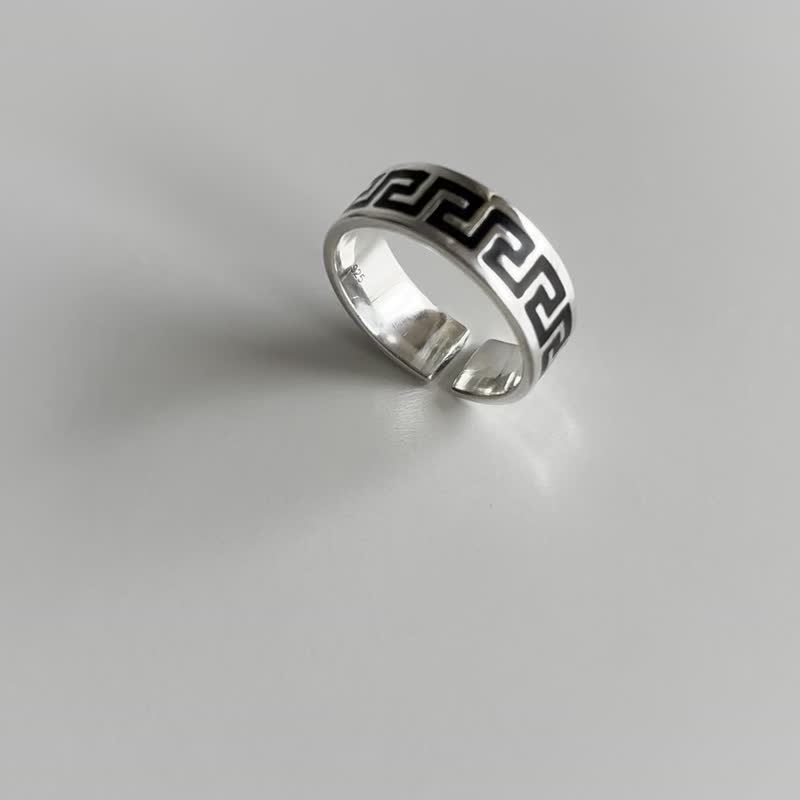 925 Sterling Silver Open Ring Meander - Designed in Italy - แหวนทั่วไป - เงินแท้ สีเงิน