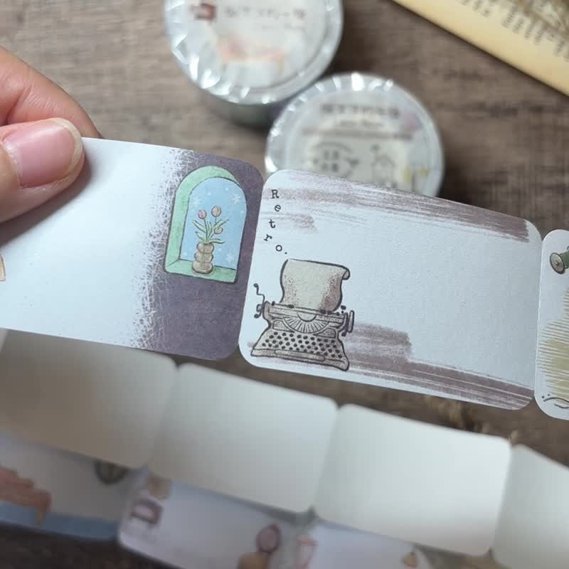 4cm 模造紙割型 紙膠帶-懶洋洋的午後 &文具小集聯名 - 紙膠帶/和紙/PET - 紙 多色